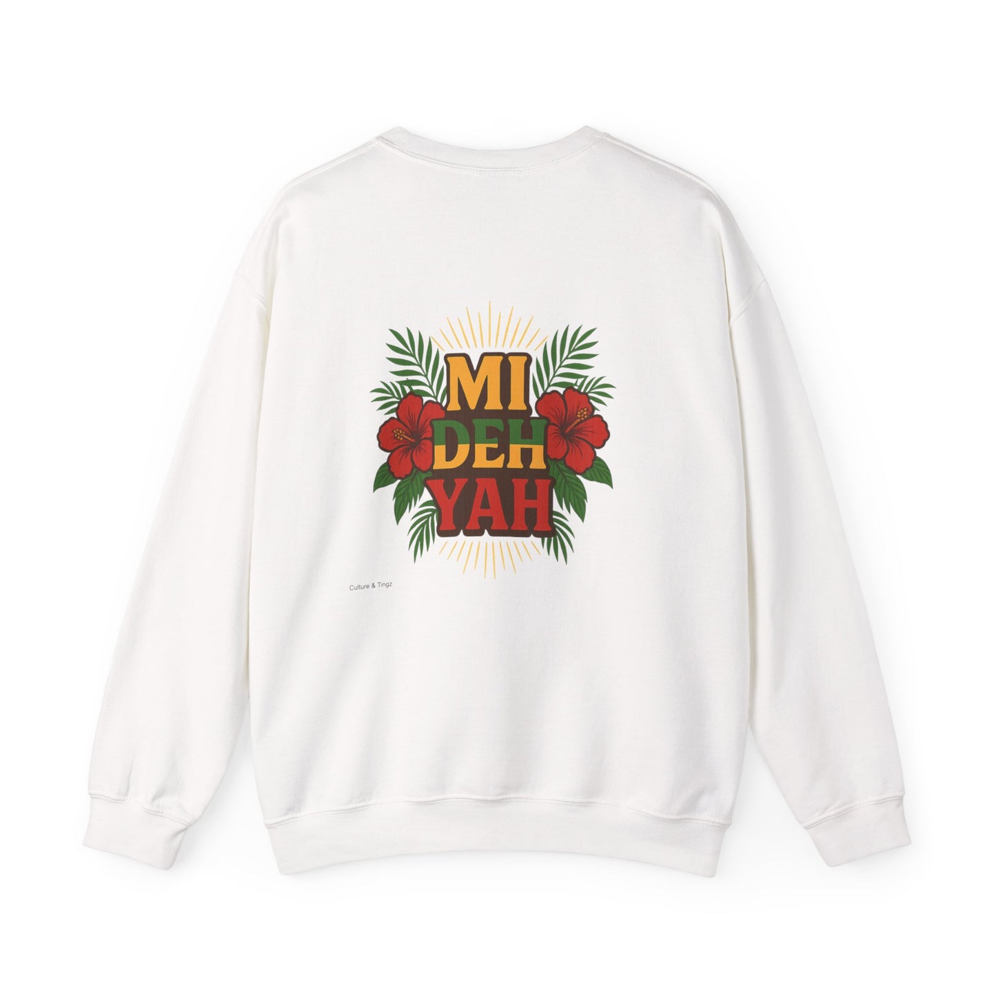 Mi Deh Yah - Unisex Crewneck Sweater (Letterwork Front, Full Artwork Back)
