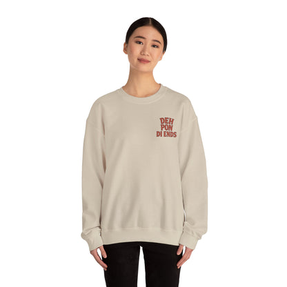Deh Pon Di Ends - Unisex Crewneck Sweater (Letterwork Front, Artwork Back)