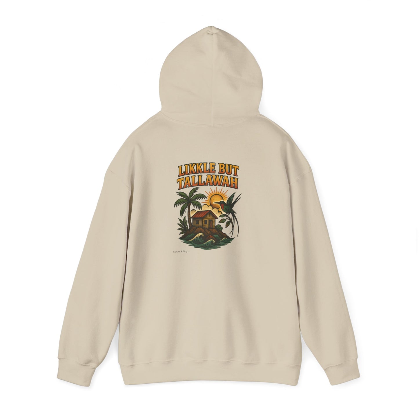Likkle but Tallawah - Unisex Hoodie (Letterwork front, Artwork Back)