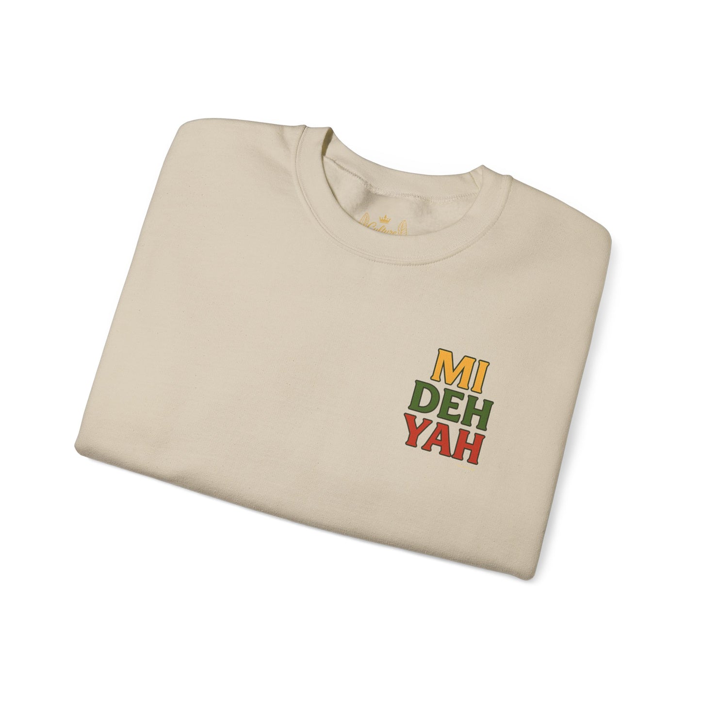 Mi Deh Yah - Unisex Crewneck Sweater (Letterwork Front, Full Artwork Back)