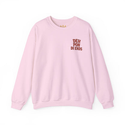 Deh Pon Di Ends - Unisex Crewneck Sweater (Letterwork Front, Artwork Back)