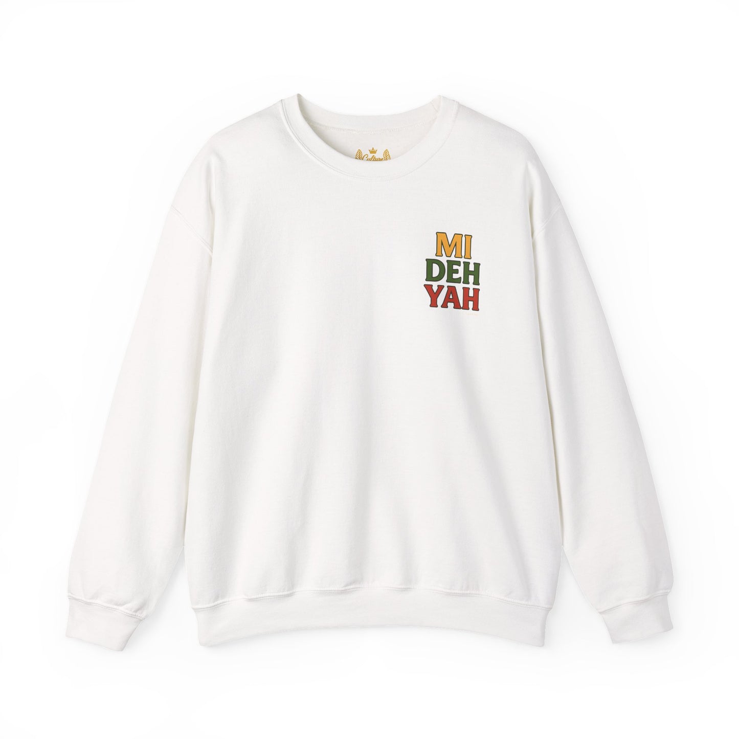 Mi Deh Yah - Unisex Crewneck Sweater (Letterwork Front, Full Artwork Back)