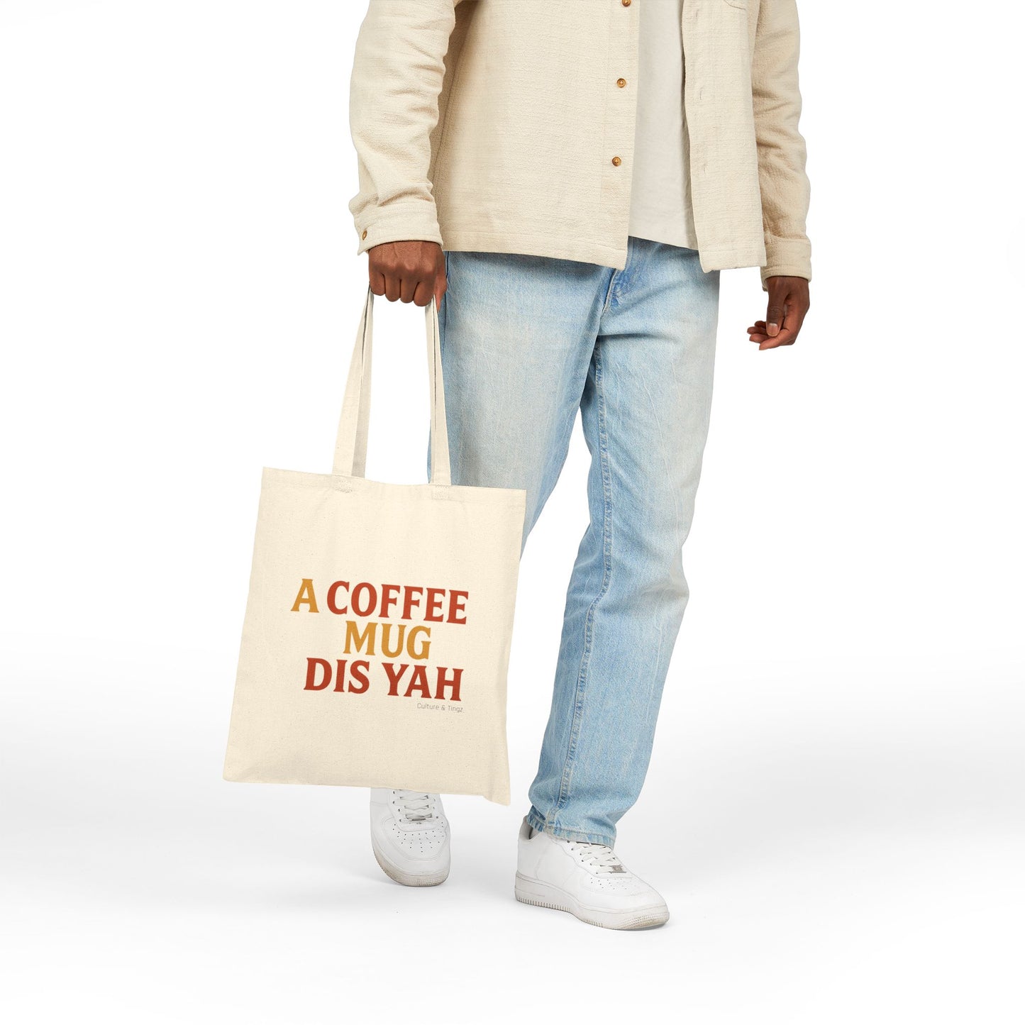 A Coffee Mug Dis Yah - Canvas Tote Bag (Letterwork Only)