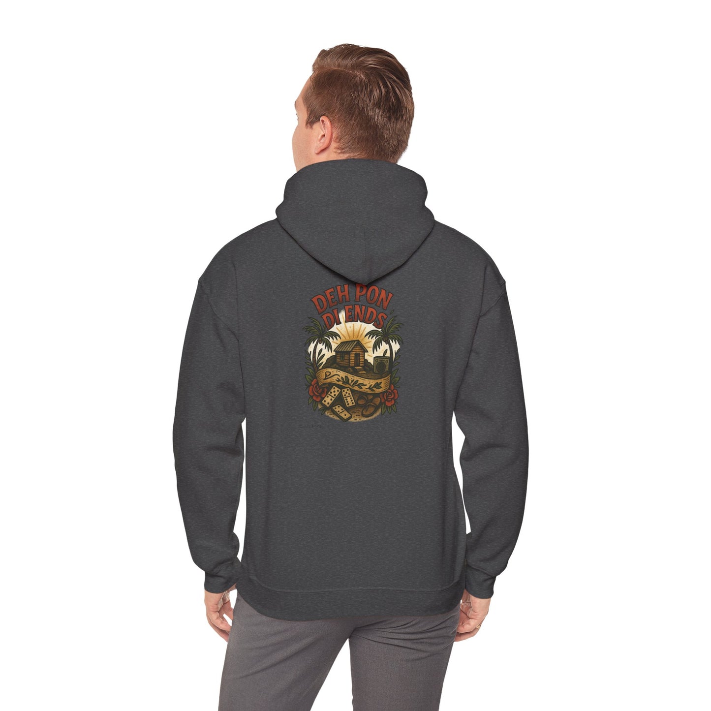 Deh Pon Di Ends - Unisex Hoodie (Letterwork front, Artwork Back)