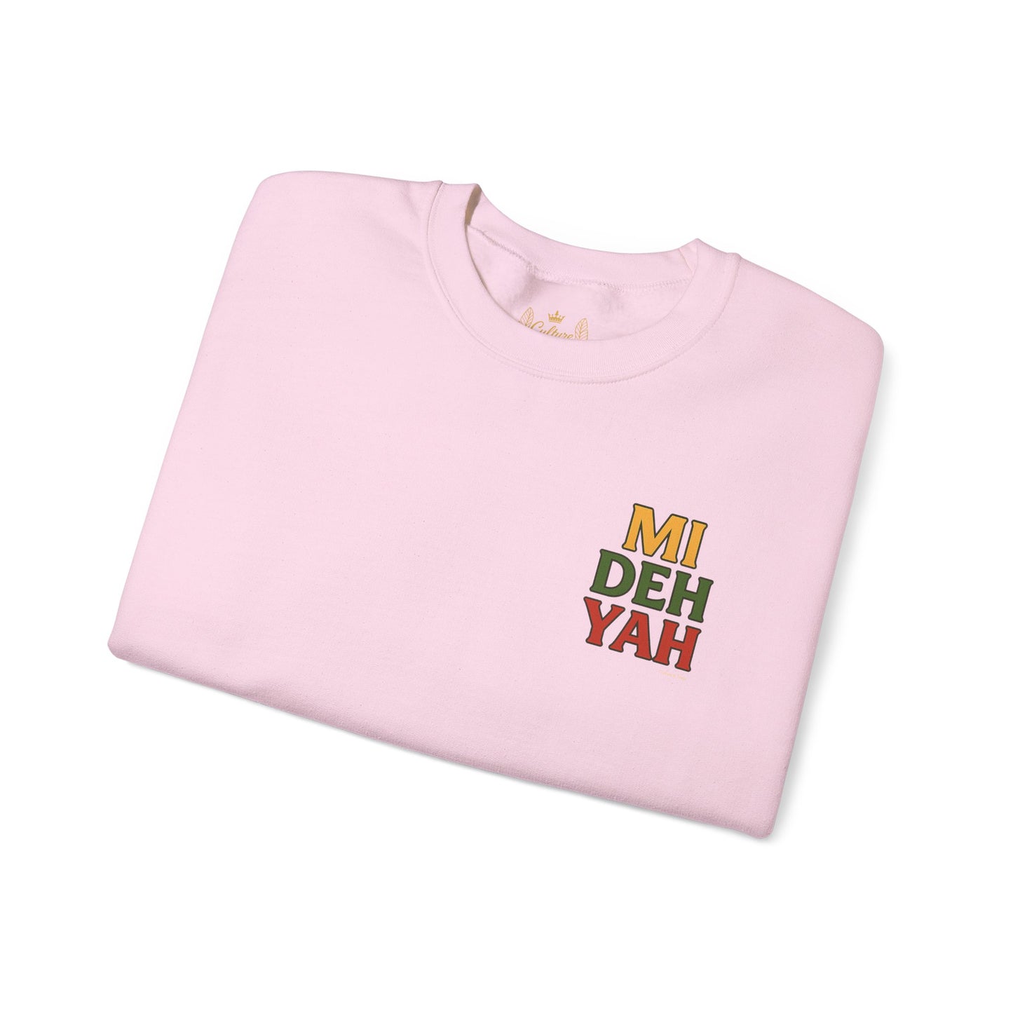 Mi Deh Yah - Unisex Crewneck Sweater (Letterwork Front, Full Artwork Back)