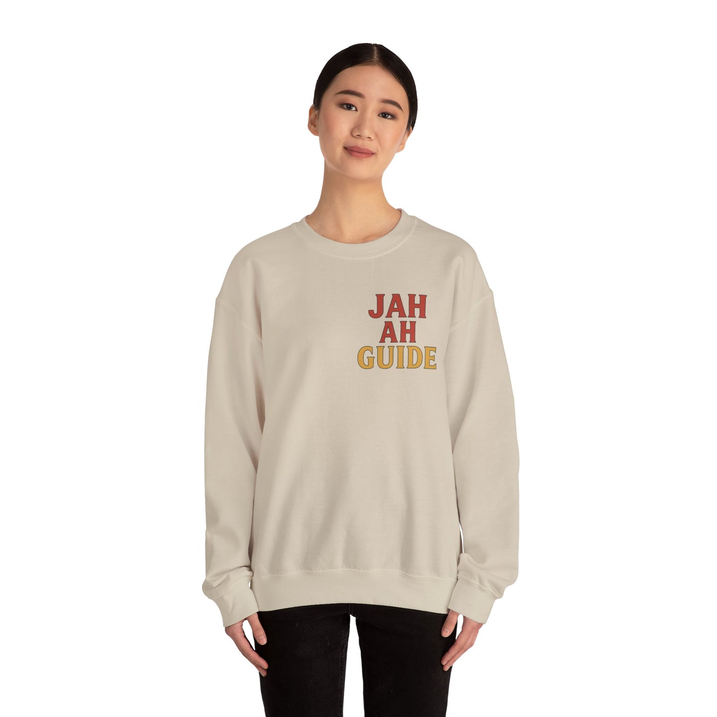 Jah Ah Guide - Unisex Crewneck Sweater (Letterwork Front, Full Artwork Back)