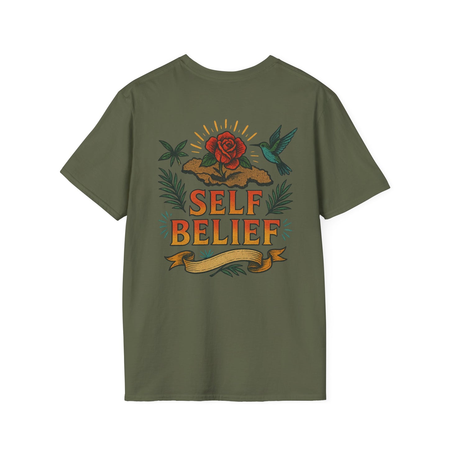 Self Belief  -  Unisex Short Sleeve Tee (Lettering Front, Full Artwork Back)
