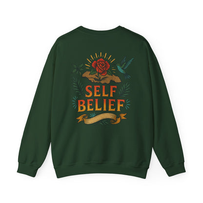 Self Belief - Unisex Crewneck Sweater (Lettering Front, Full Artwork Back)