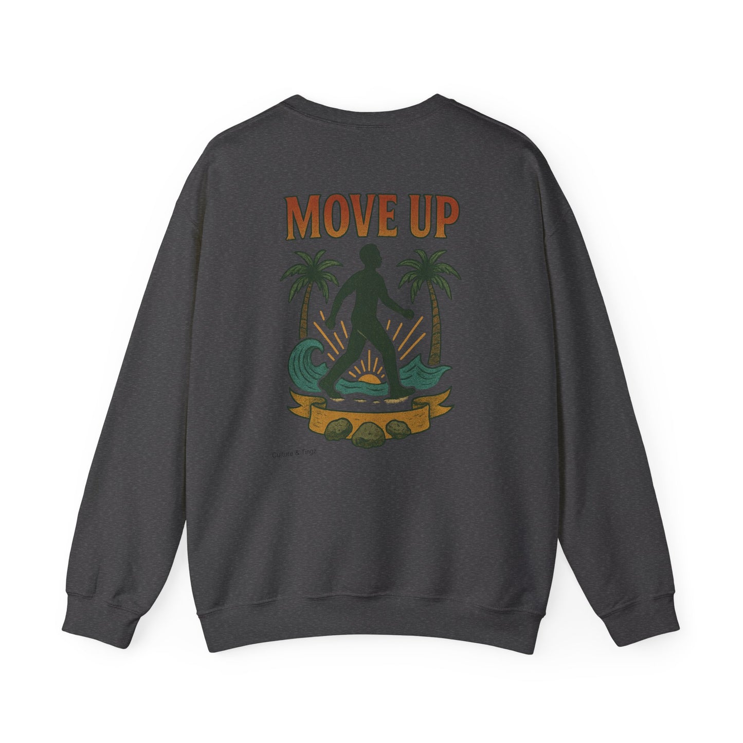 Move Up - Unisex Crewneck Sweater (Letterwork Front, Full Artwork Back)