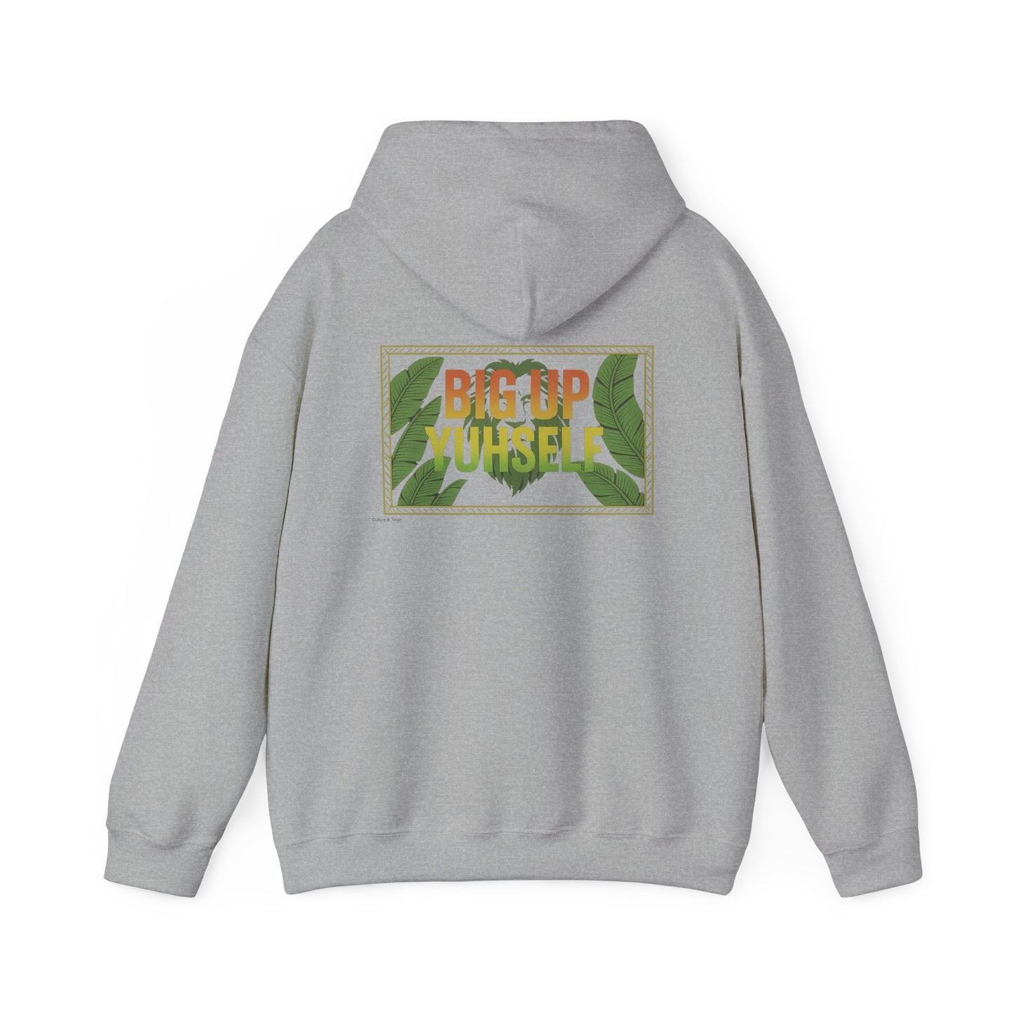 Big Up Yuhself - Unisex Hoodie (Letterwork front, Artwork Back)