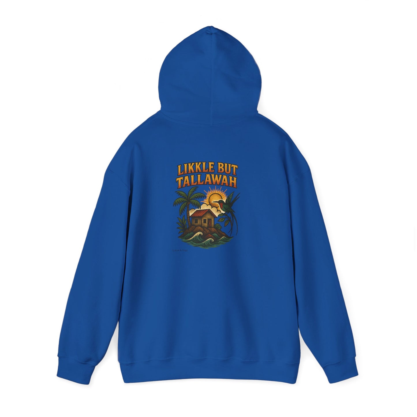 Likkle but Tallawah - Unisex Hoodie (Letterwork front, Artwork Back)