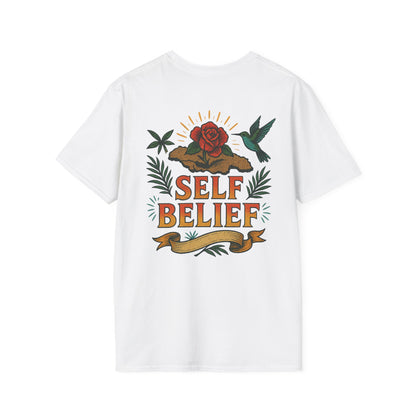 Self Belief  -  Unisex Short Sleeve Tee (Lettering Front, Full Artwork Back)