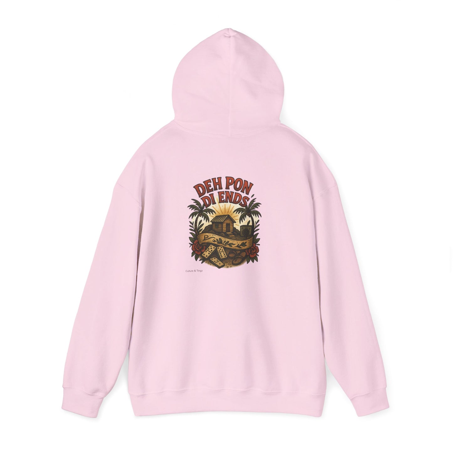 Deh Pon Di Ends - Unisex Hoodie (Letterwork front, Artwork Back)