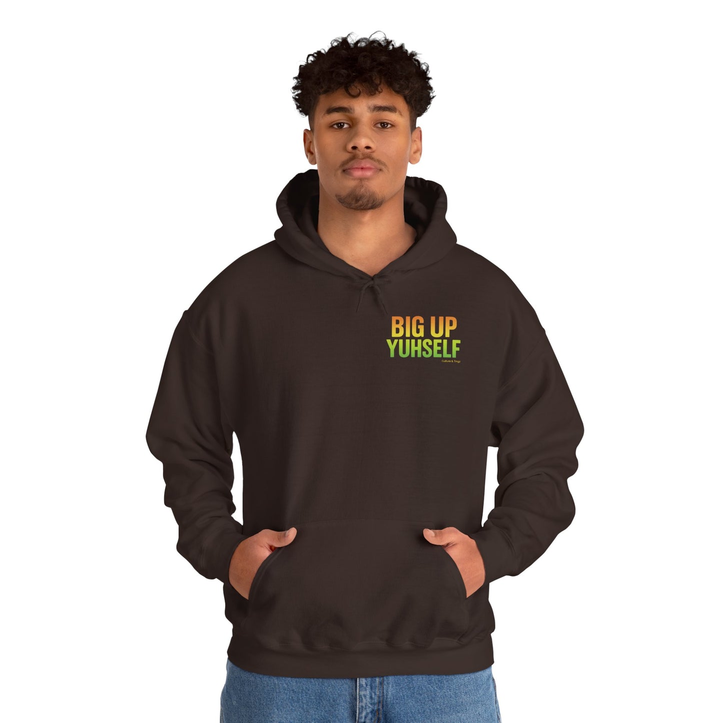 Big Up Yuhself - Unisex Hoodie (Letterwork front, Artwork Back)