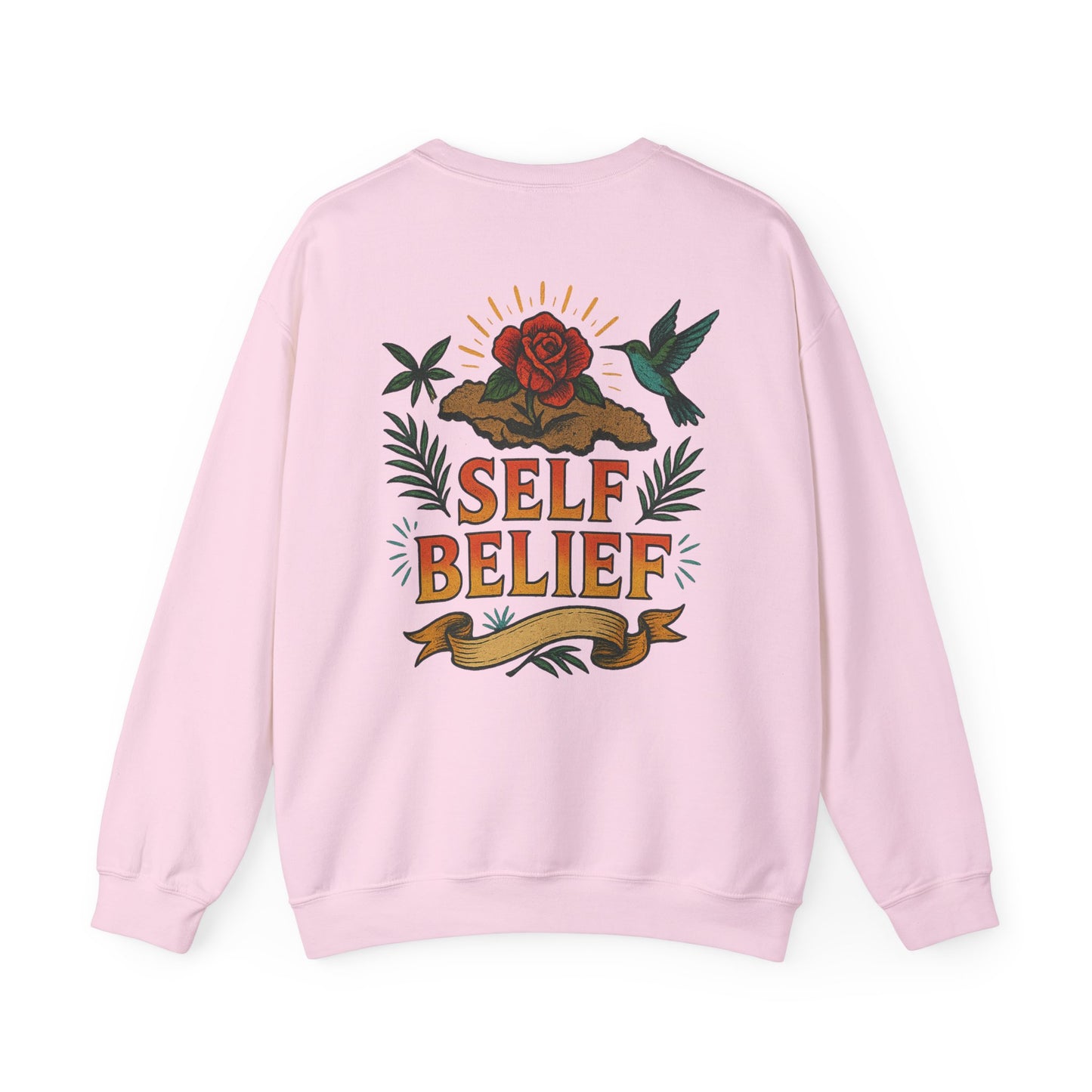 Self Belief - Unisex Crewneck Sweater (Lettering Front, Full Artwork Back)