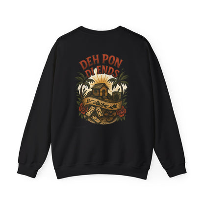 Deh Pon Di Ends - Unisex Crewneck Sweater (Letterwork Front, Artwork Back)