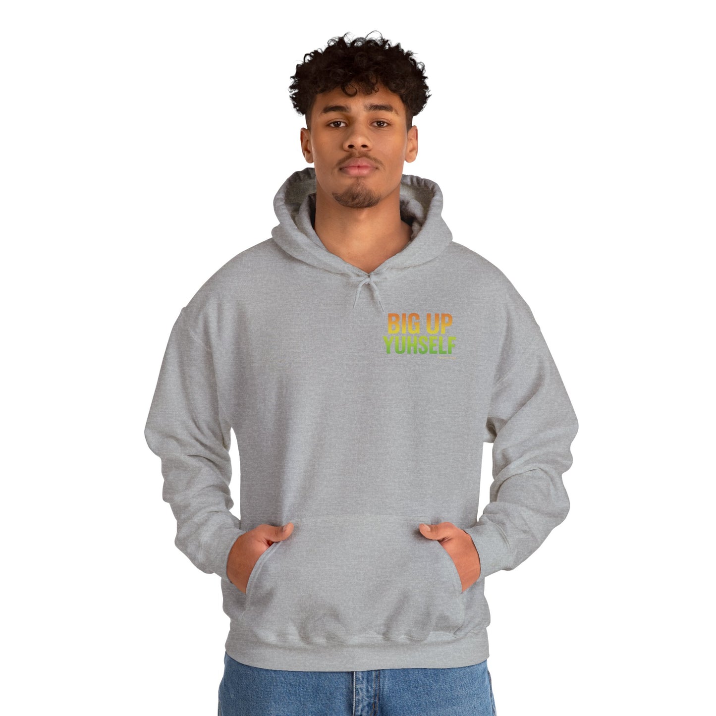 Big Up Yuhself - Unisex Hoodie (Letterwork front, Artwork Back)