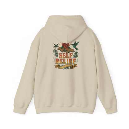 Self Belief - Unisex Hoodie (Lettering Front, Artwork Back)