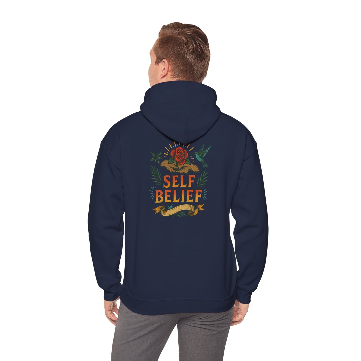 Self Belief - Unisex Hoodie (Lettering Front, Artwork Back)