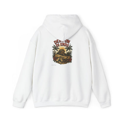 Deh Pon Di Ends - Unisex Hoodie (Letterwork front, Artwork Back)