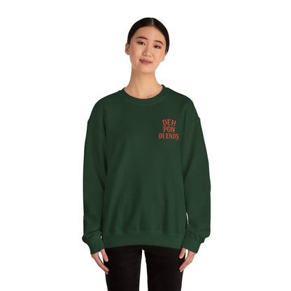 Deh Pon Di Ends - Unisex Crewneck Sweater (Letterwork Front, Artwork Back)