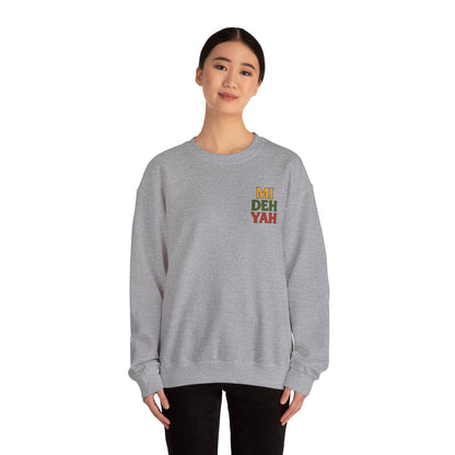 Mi Deh Yah - Unisex Crewneck Sweater (Letterwork Front, Full Artwork Back)