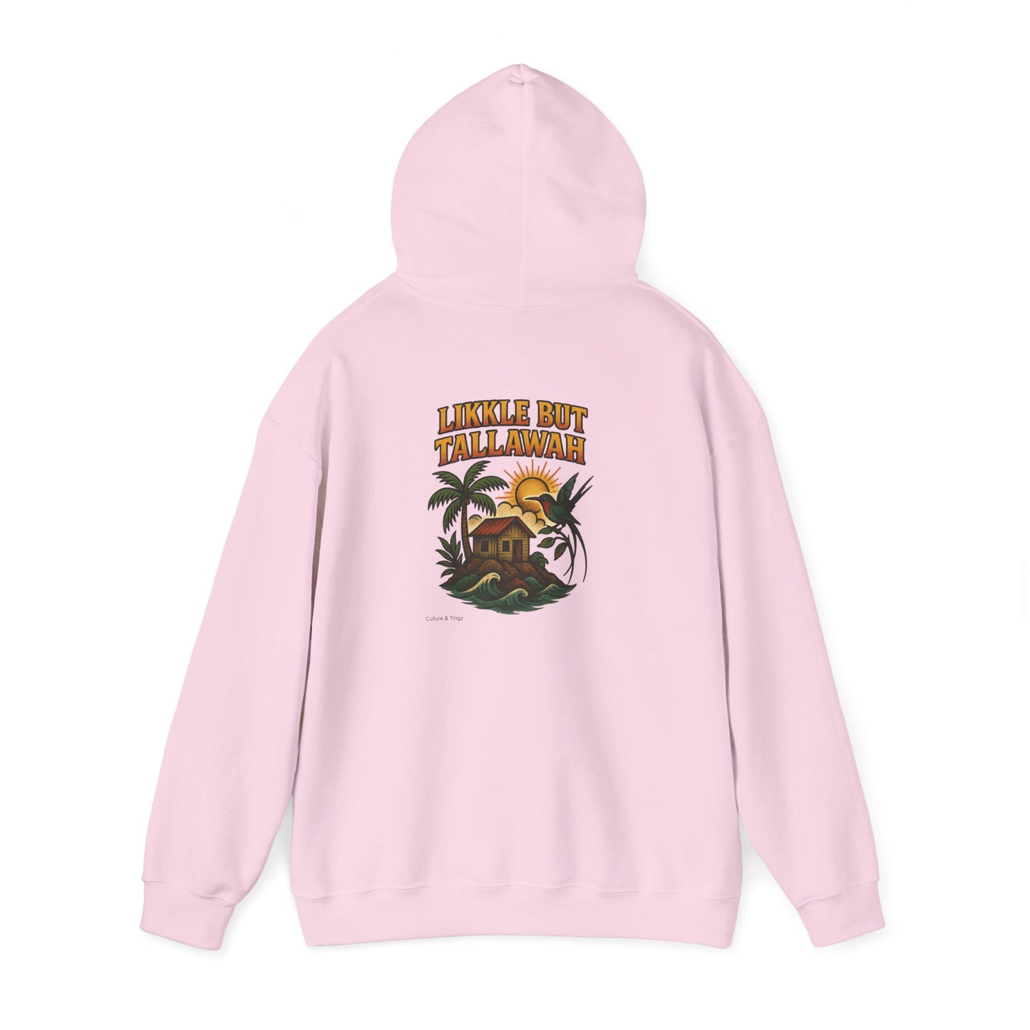 Likkle but Tallawah - Unisex Hoodie (Letterwork front, Artwork Back)