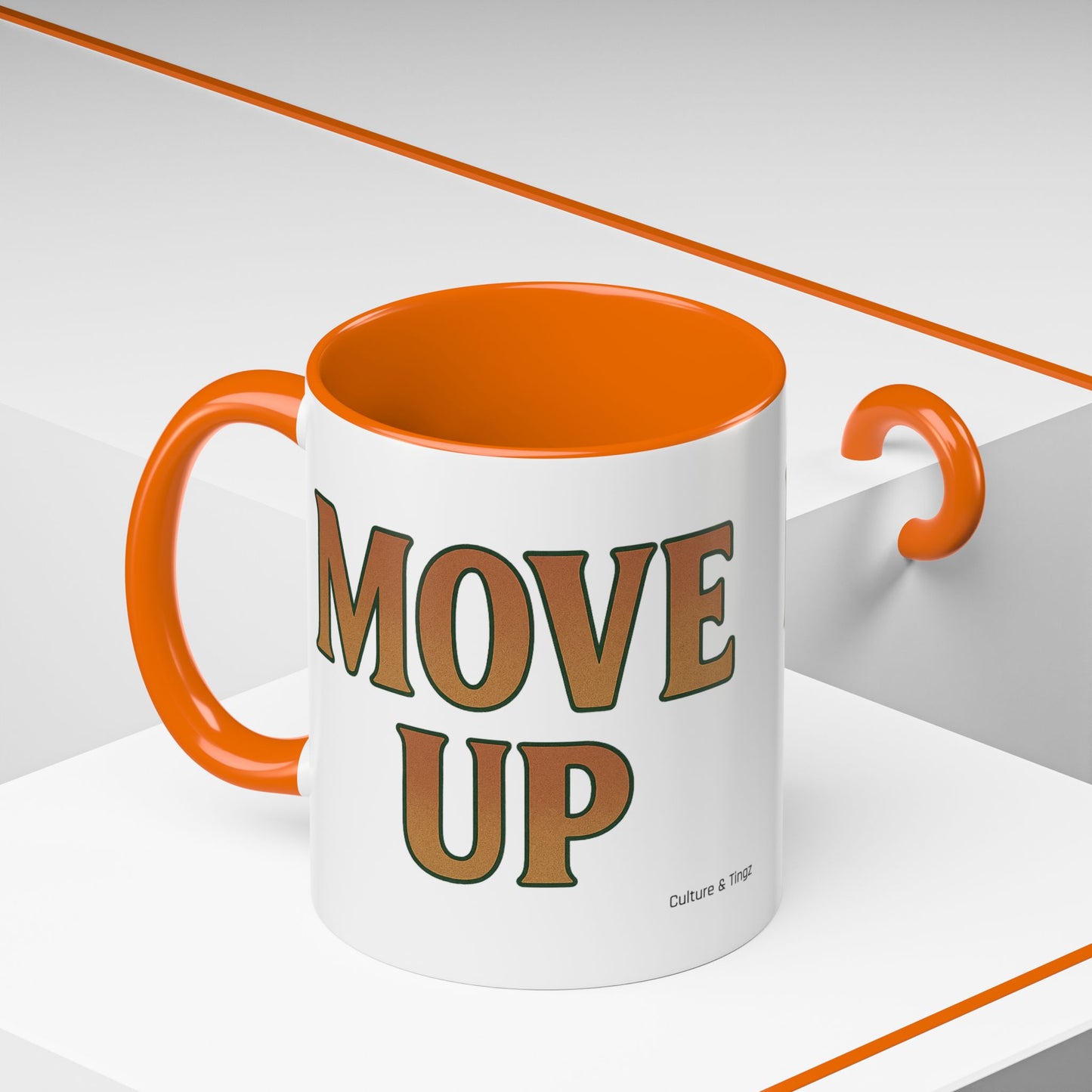 Move Up Ceramic Mugs  – Letterwork Edition