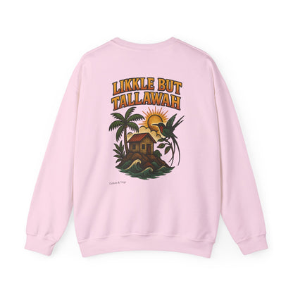 Likkle but Tallawah - Unisex Crewneck Sweater (Letterwork Front, Full Artwork Back)