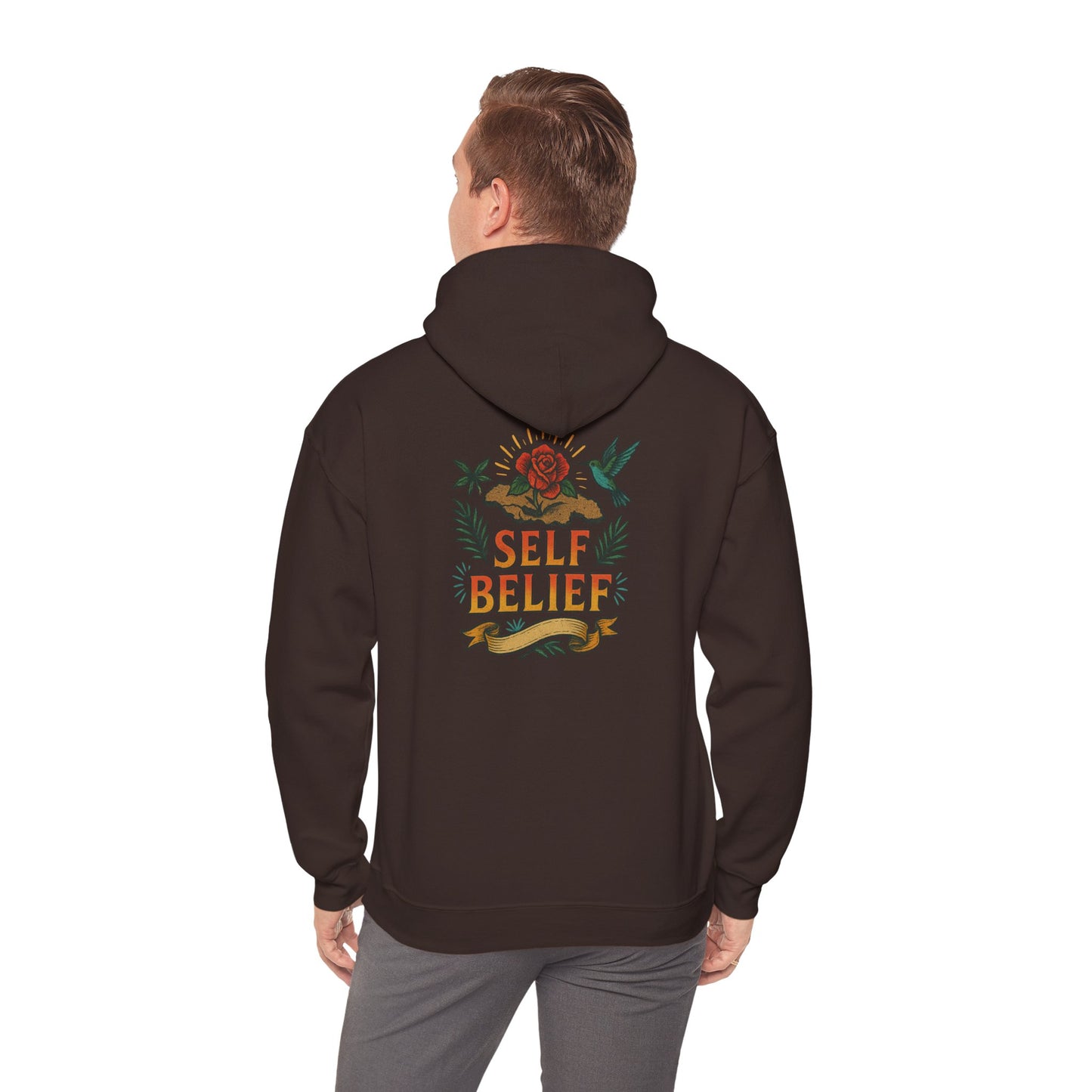 Self Belief - Unisex Hoodie (Lettering Front, Artwork Back)