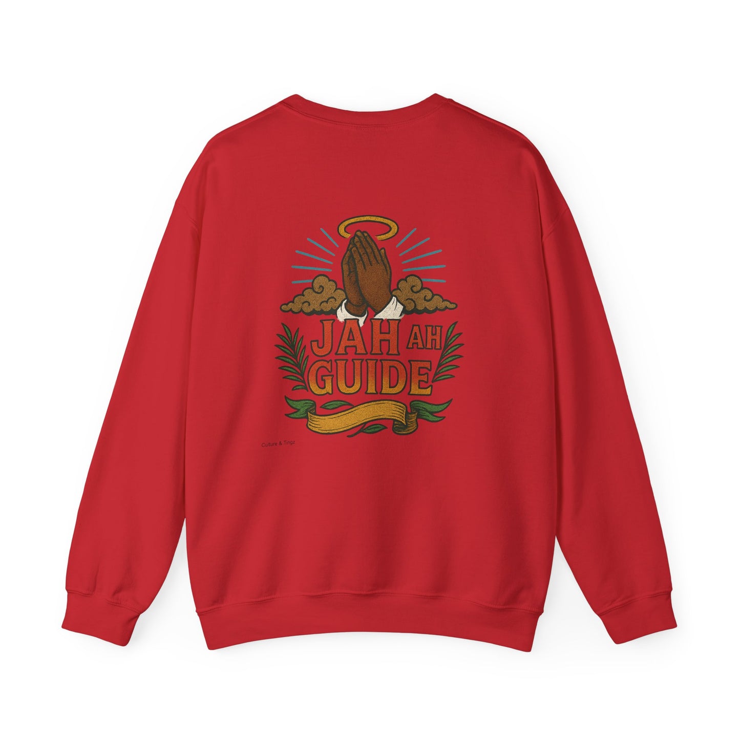 Jah Ah Guide - Unisex Crewneck Sweater (Letterwork Front, Full Artwork Back)