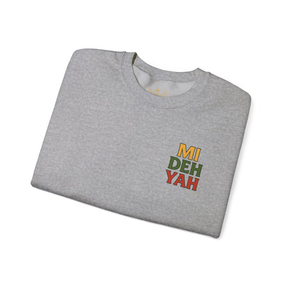 Mi Deh Yah - Unisex Crewneck Sweater (Letterwork Front, Full Artwork Back)
