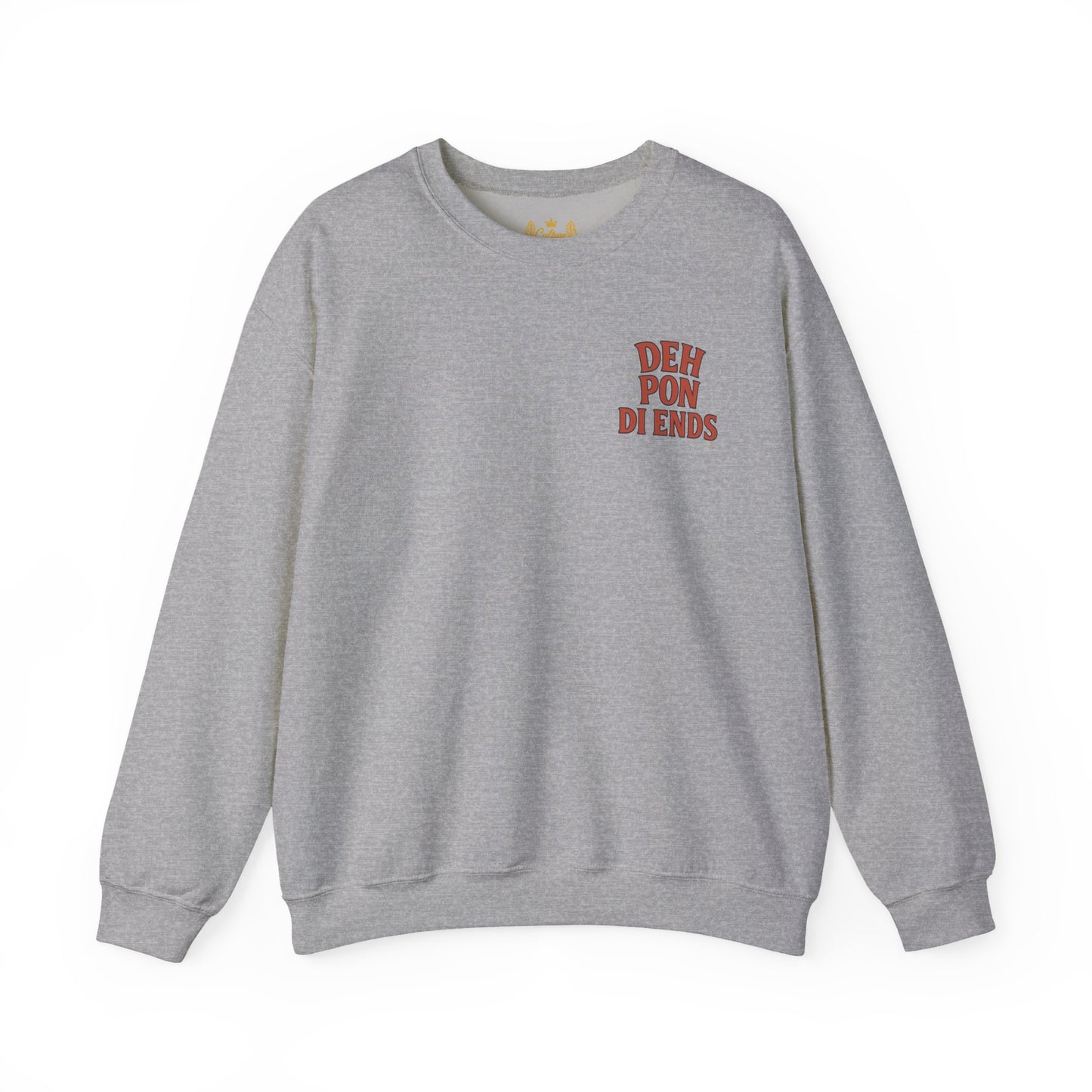 Deh Pon Di Ends - Unisex Crewneck Sweater (Letterwork Front, Artwork Back)
