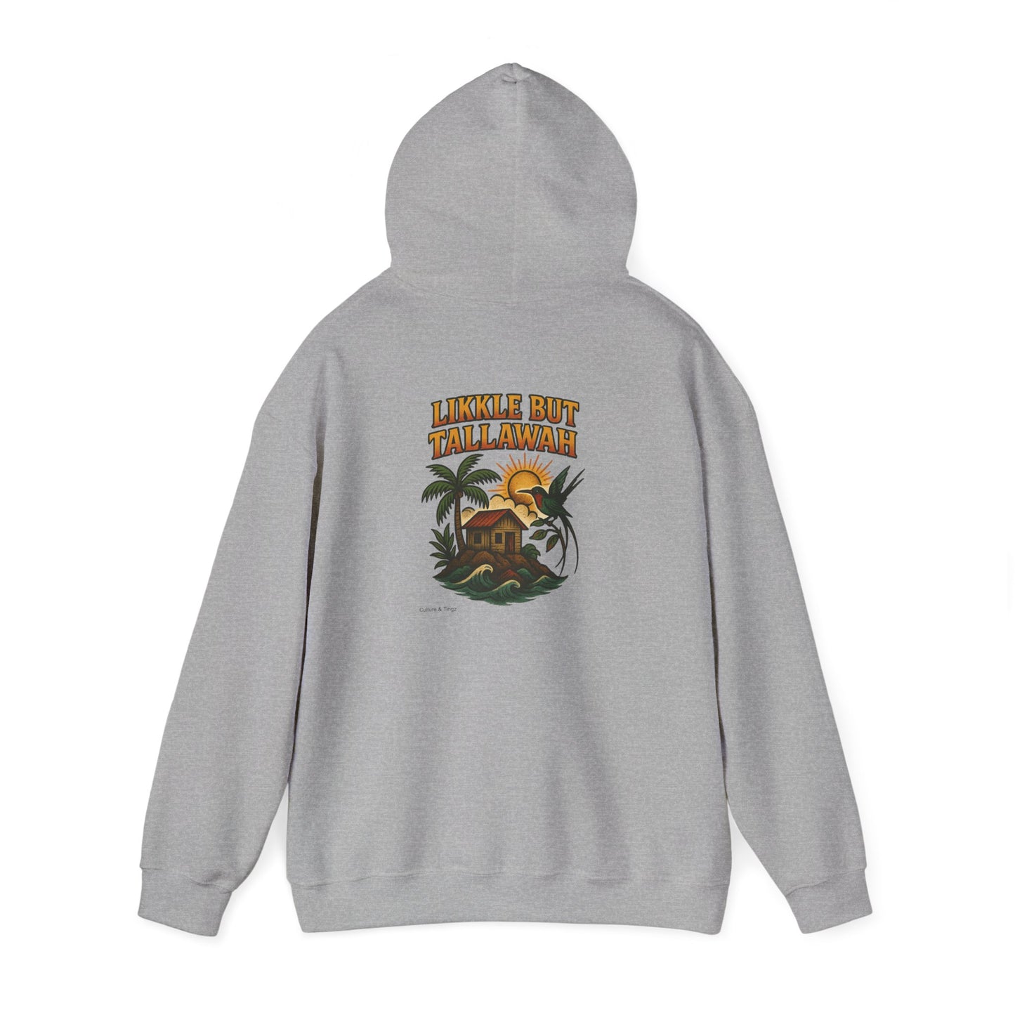 Likkle but Tallawah - Unisex Hoodie (Letterwork front, Artwork Back)