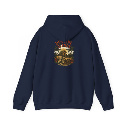 Deh Pon Di Ends - Unisex Hoodie (Letterwork front, Artwork Back)